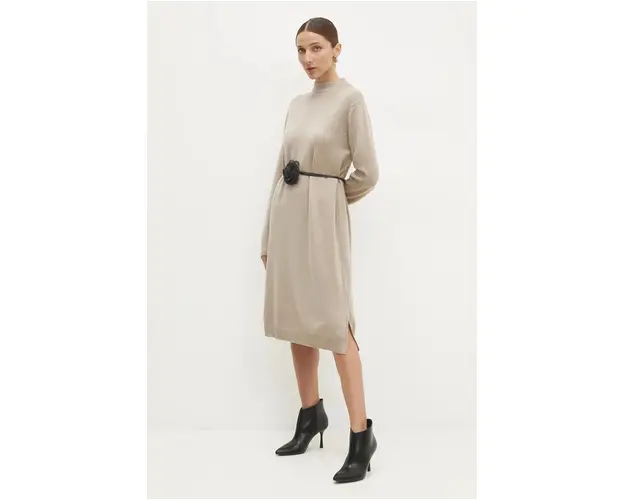 Answear Lab rochie culoarea bej, midi, drept