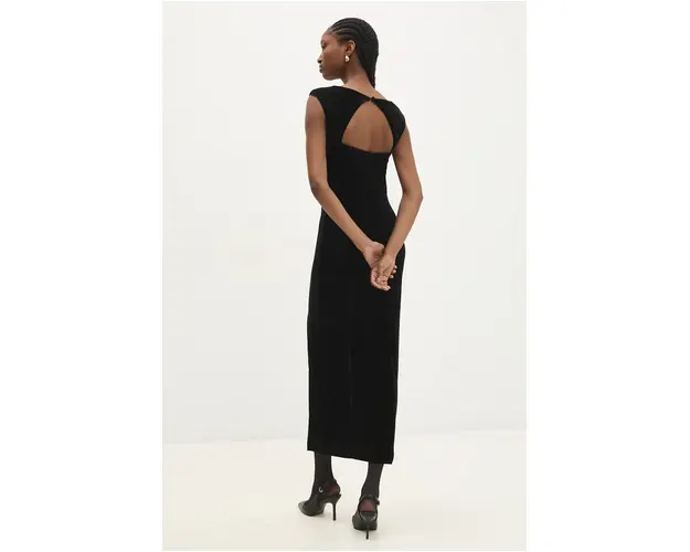 Answear Lab rochie de catifea culoarea negru, midi, mulata