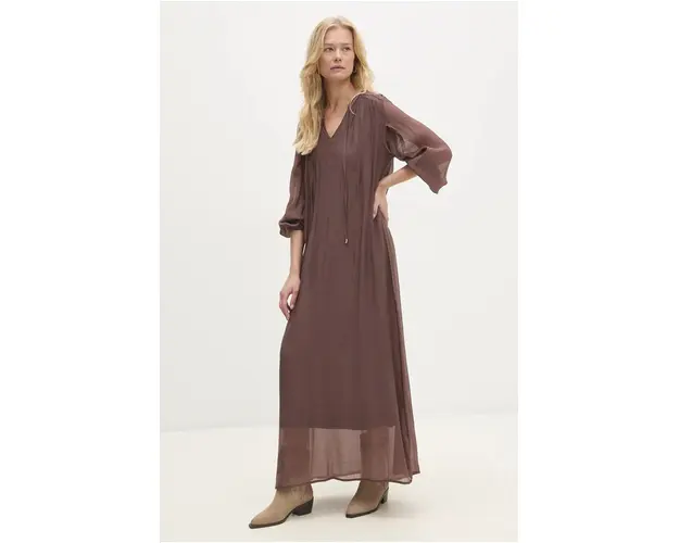 Answear Lab rochie culoarea maro, maxi, drept