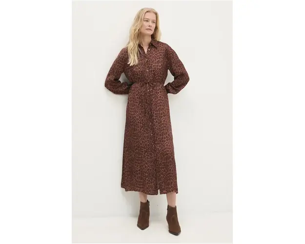 Answear Lab rochie culoarea maro, maxi, evazati