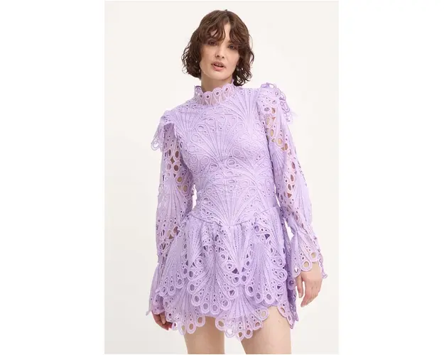 Answear Lab rochie din bumbac culoarea violet, mini, mulata