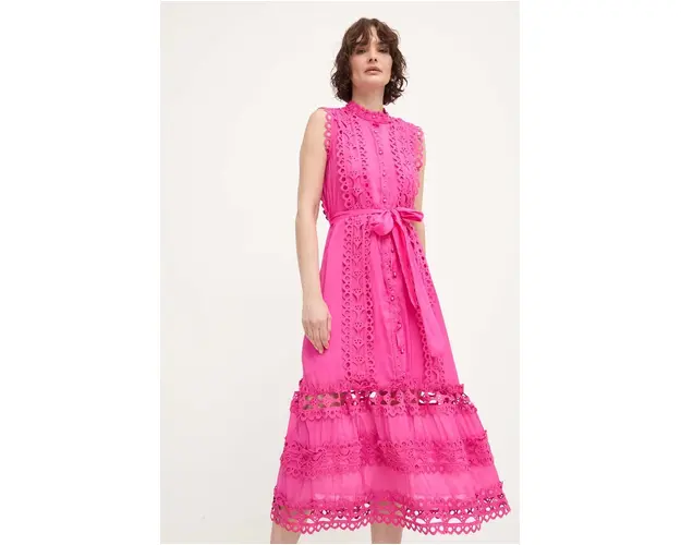 Answear Lab rochie culoarea roz, maxi, evazati