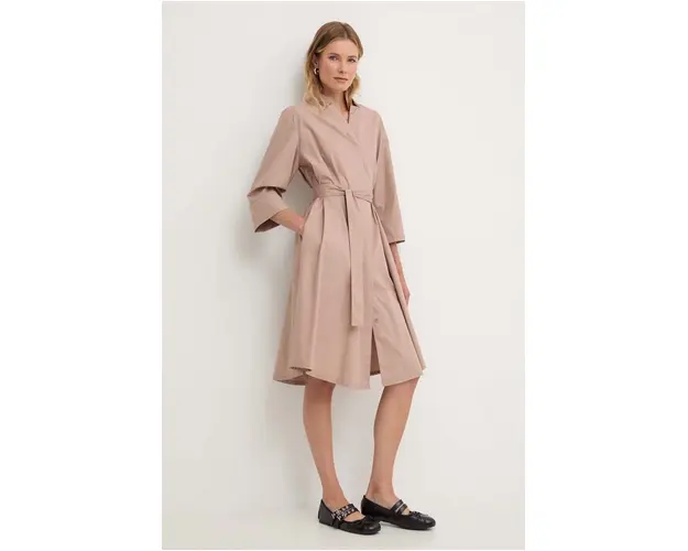 Answear Lab rochie din bumbac culoarea bej, mini, oversize