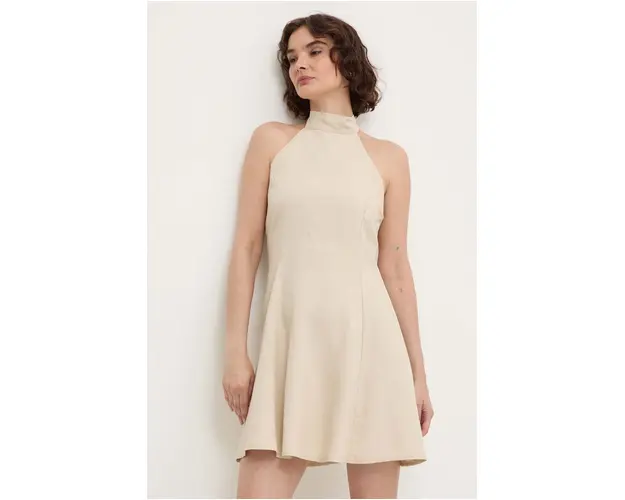 Answear Lab rochie din in culoarea bej, mini, evazati