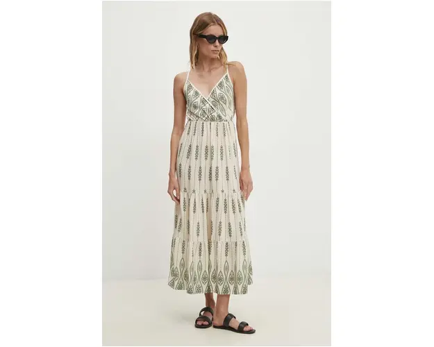 Answear Lab rochie culoarea verde, midi, evazati