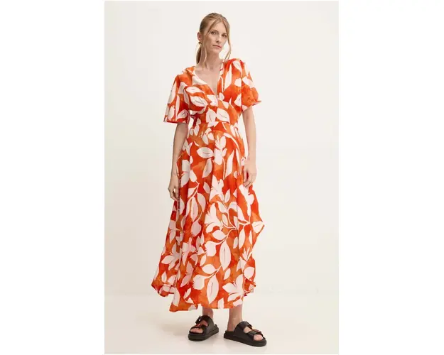 Answear Lab rochie culoarea portocaliu, maxi, evazati
