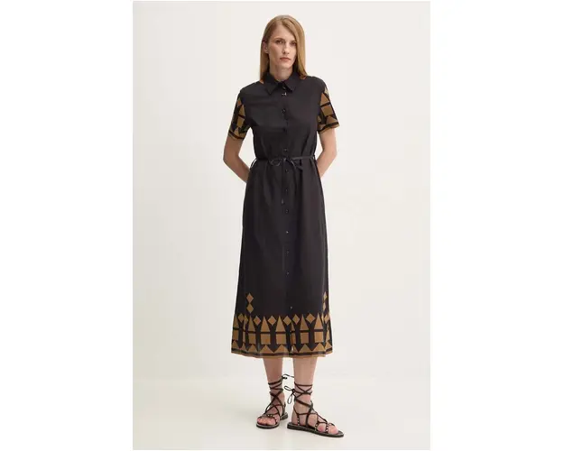 Answear Lab rochie din bumbac culoarea negru, midi, evazati