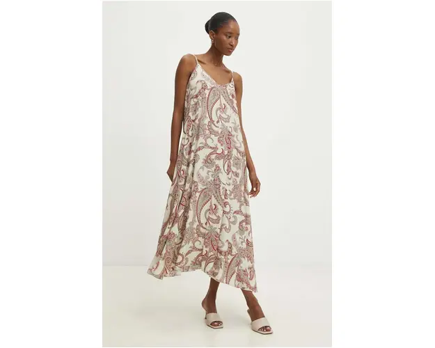 Answear Lab rochie culoarea bej, midi, evazati