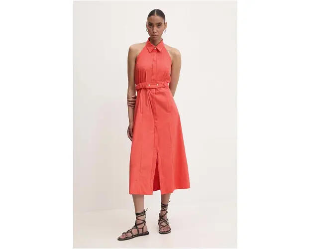 Answear Lab rochie culoarea portocaliu, midi, evazati