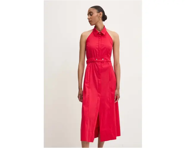 Answear Lab rochie culoarea rosu, midi, evazati