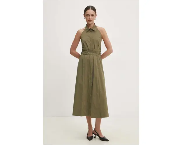 Answear Lab rochie culoarea verde, midi, evazati
