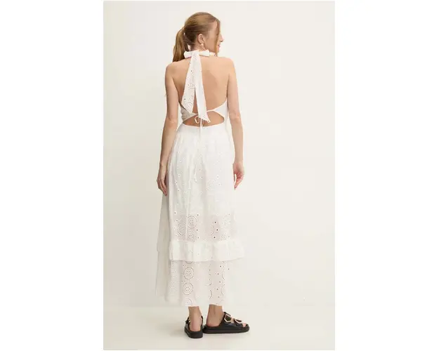 Answear Lab rochie din bumbac culoarea alb, maxi, evazati