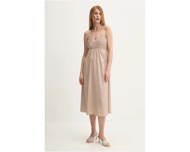 Answear Lab rochie culoarea bej, midi, evazati