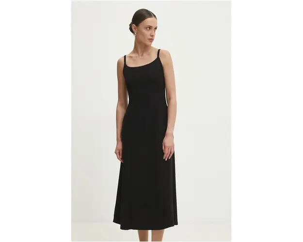 Answear Lab rochie culoarea negru, midi, evazati