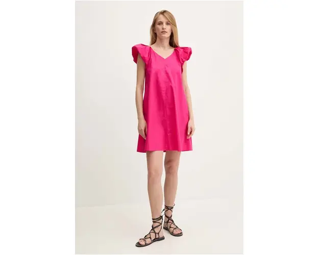 Answear Lab rochie din bumbac culoarea roz, mini, evazati