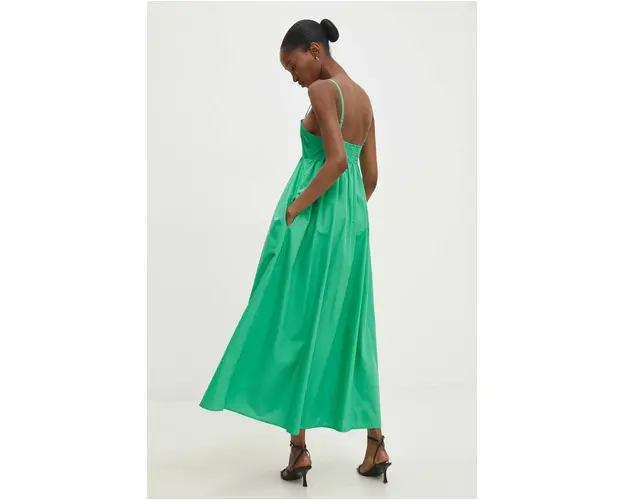 Answear Lab rochie din bumbac culoarea verde, maxi, evazati