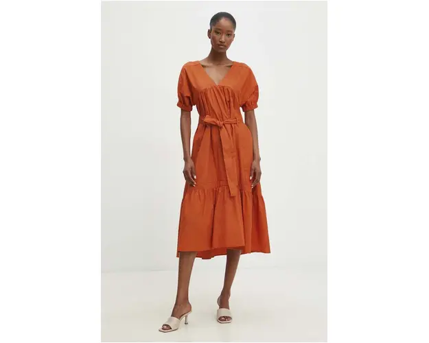 Answear Lab rochie din bumbac culoarea portocaliu, mini, evazati