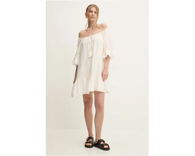 Answear Lab rochie din bumbac culoarea bej, mini, evazati