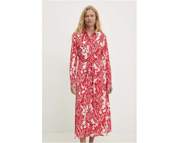 Answear Lab rochie culoarea rosu, midi, evazati