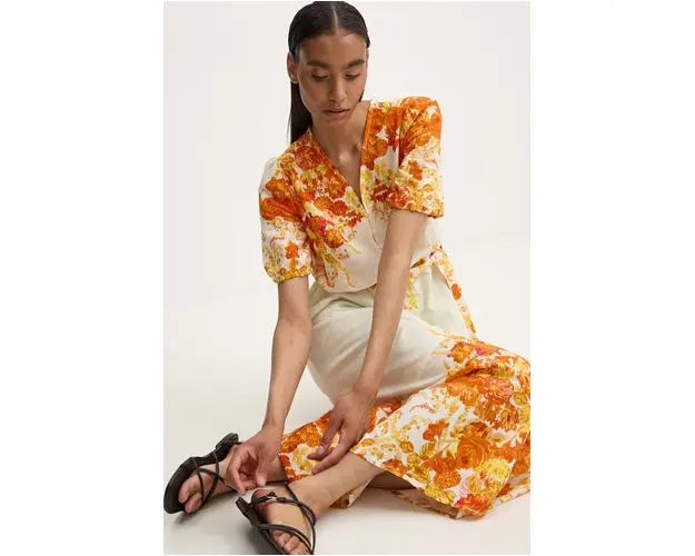 Answear Lab rochie din bumbac culoarea portocaliu, maxi, evazati