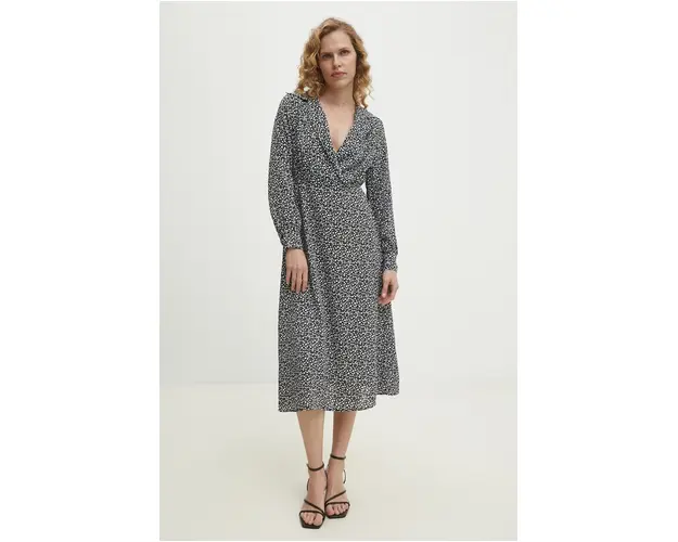 Answear Lab rochie culoarea negru, midi, evazati