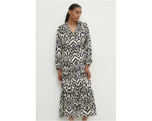 Answear Lab rochie culoarea negru, midi, evazati