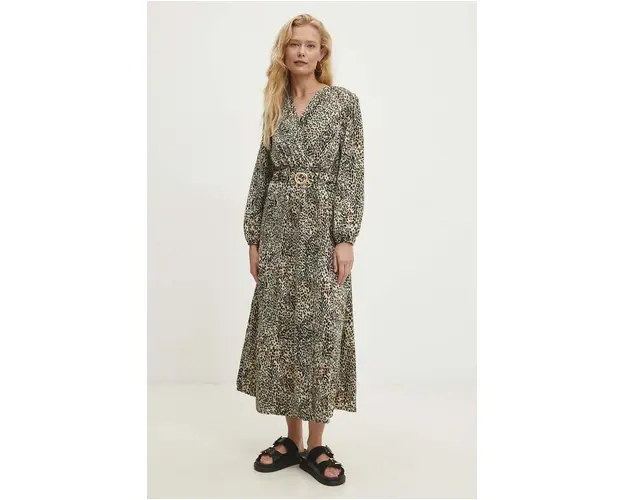 Answear Lab rochie culoarea verde, midi, evazati