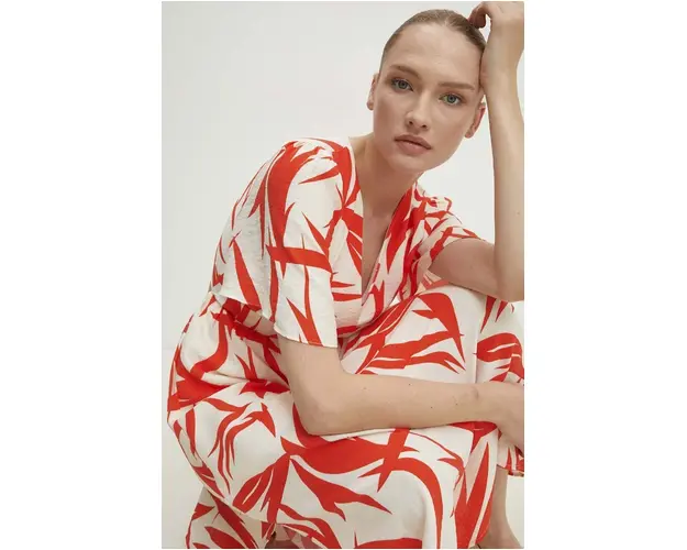 Answear Lab rochie din in culoarea portocaliu, maxi, evazati