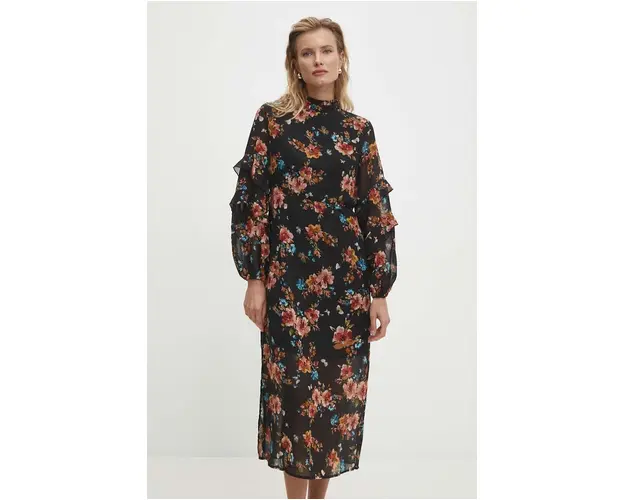 Answear Lab rochie culoarea negru, midi, evazati