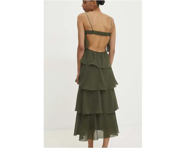 Answear Lab rochie culoarea verde, maxi, evazati