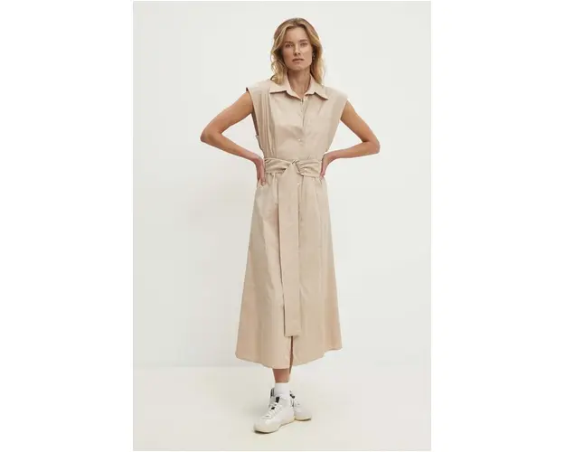Answear Lab rochie din bumbac culoarea bej, maxi, evazati