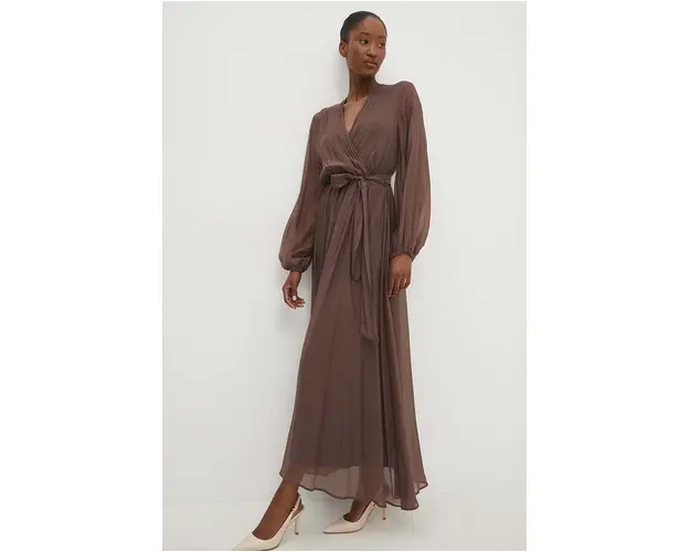 Answear Lab rochie culoarea maro, maxi, evazati