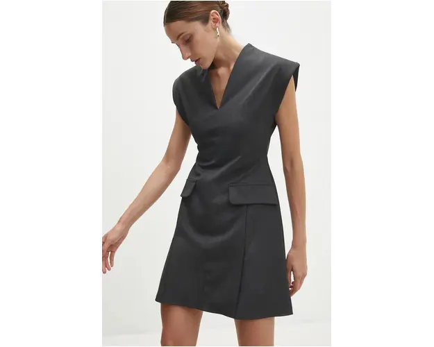 Answear Lab rochie culoarea gri, mini, mulata
