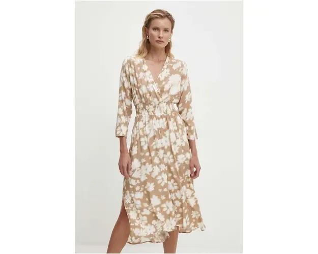 Answear Lab rochie culoarea bej, midi, evazati