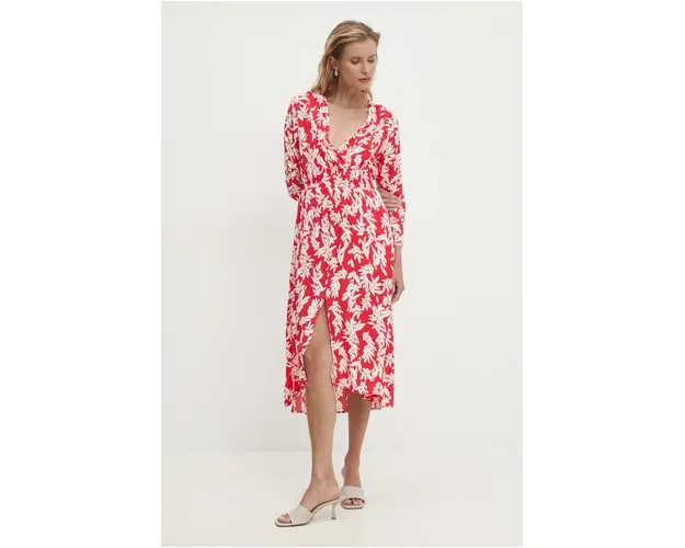 Answear Lab rochie culoarea rosu, midi, evazati