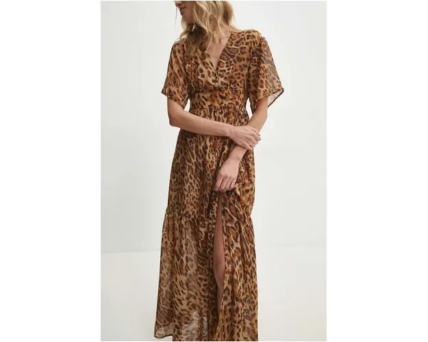Answear Lab rochie culoarea maro, maxi, evazati