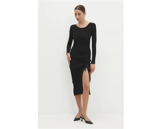 Answear Lab rochie culoarea negru, midi, mulata