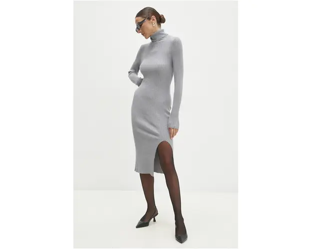 Answear Lab rochie culoarea gri, midi, mulata