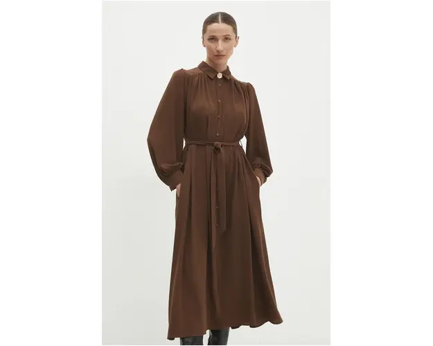 Answear Lab rochie culoarea maro, midi, evazati