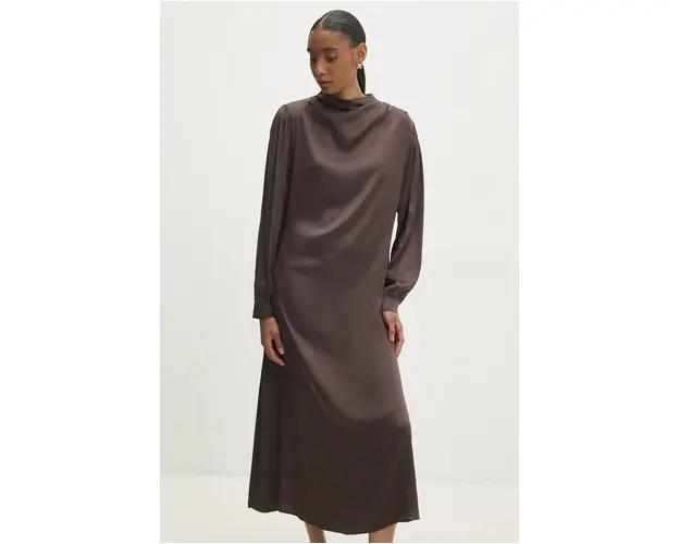 Answear Lab rochie culoarea maro, maxi, drept