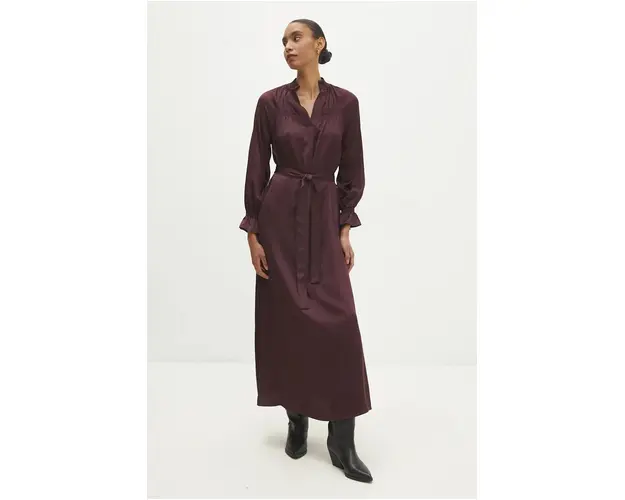 Answear Lab rochie culoarea bordo, maxi, evazati