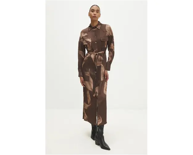 Answear Lab rochie culoarea maro, maxi, evazati