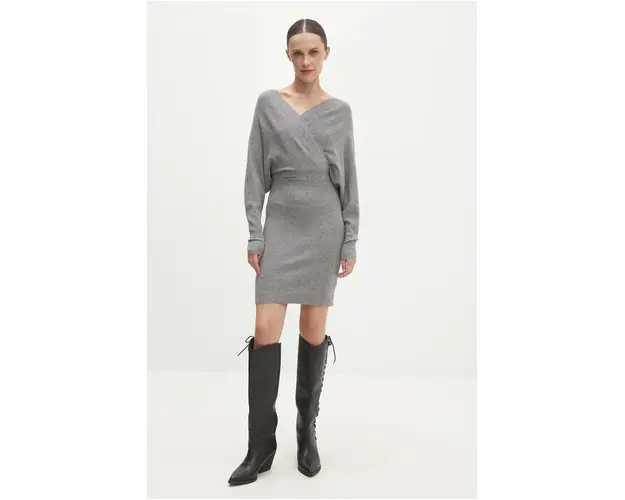 Answear Lab rochie culoarea gri, mini, mulata