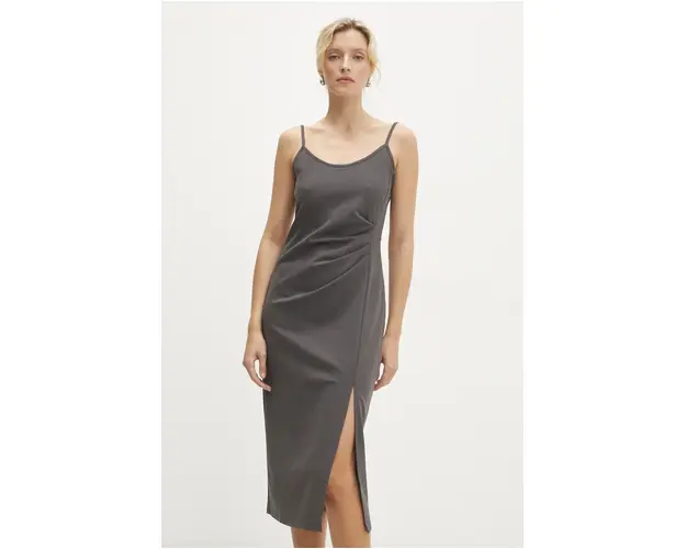 Answear Lab rochie culoarea gri, midi, mulata