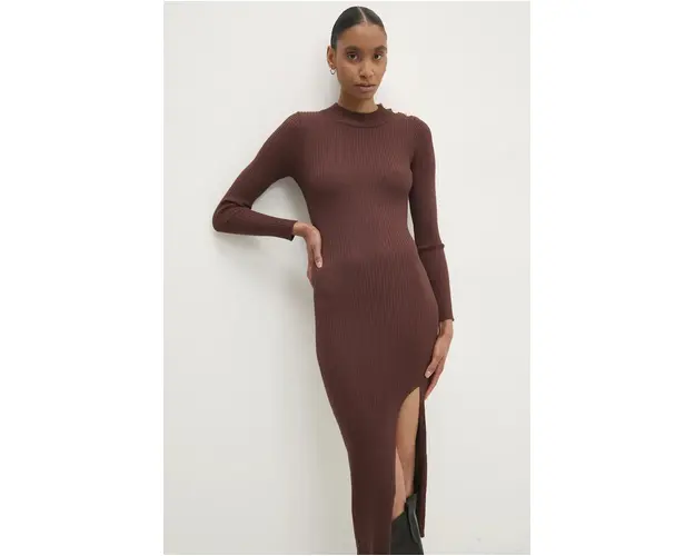 Answear Lab rochie culoarea maro, midi, mulata
