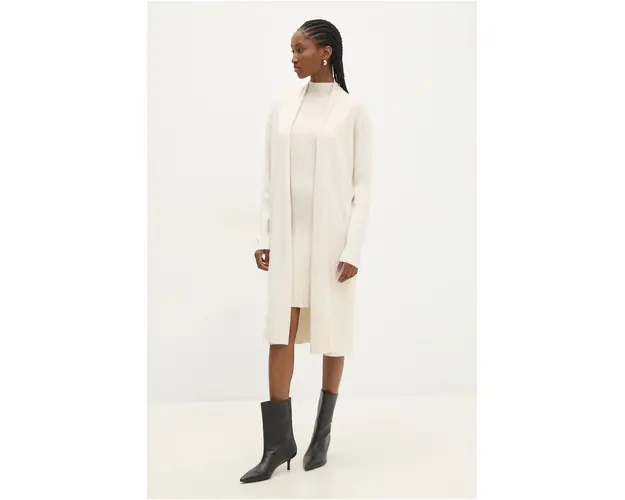 Answear Lab rochie si cardigan culoarea bej