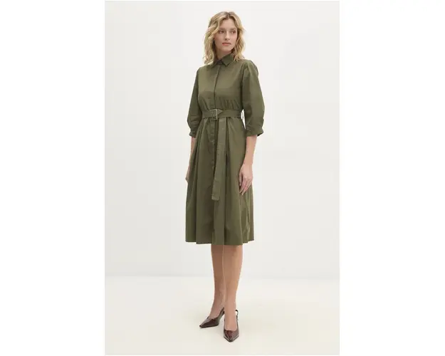 Answear Lab rochie din bumbac culoarea verde, mini, evazati