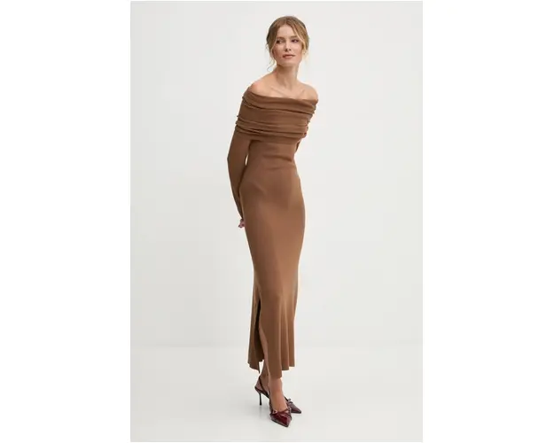 Answear Lab rochie culoarea maro, maxi, evazati