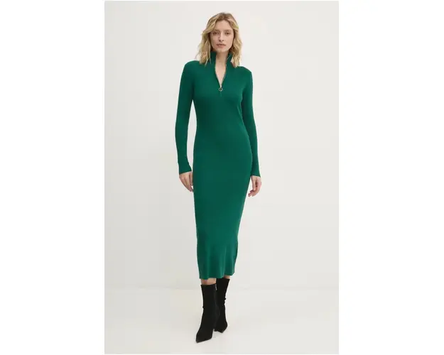 Answear Lab rochie de casmir culoarea verde, midi, mulata
