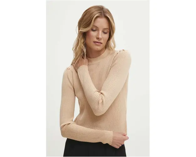 Answear Lab pulover femei, culoarea bej, light, cu turtleneck